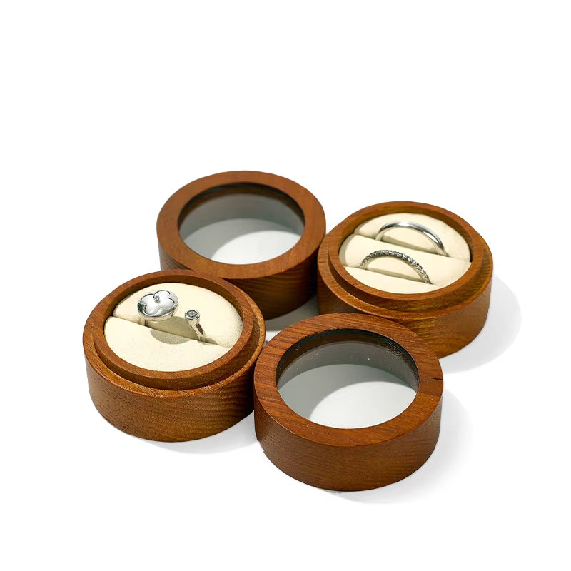 Oirlv Vintage Wood Ring Jewelry Box Single/Double Ring Styles Jewelry Organizer Box :SM229