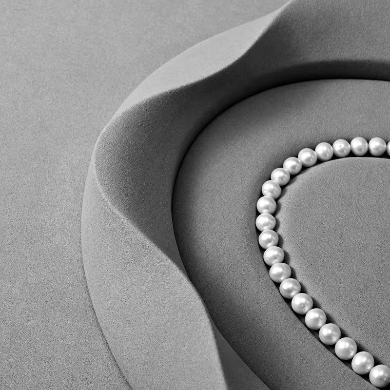 Oirlv Pearl Jewelry Tray Jewelry Viewing Tray Gray Microfiber Rings Necklaces Earrings Bracelets Display