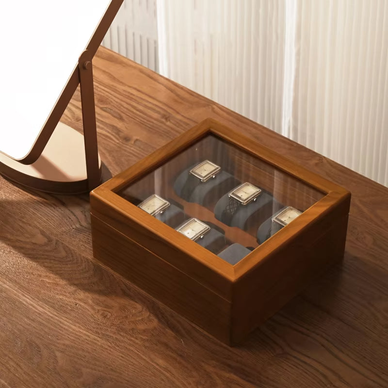 Wooden Jewelry Box Watch Organizer Case Wristwatch Display Box X048