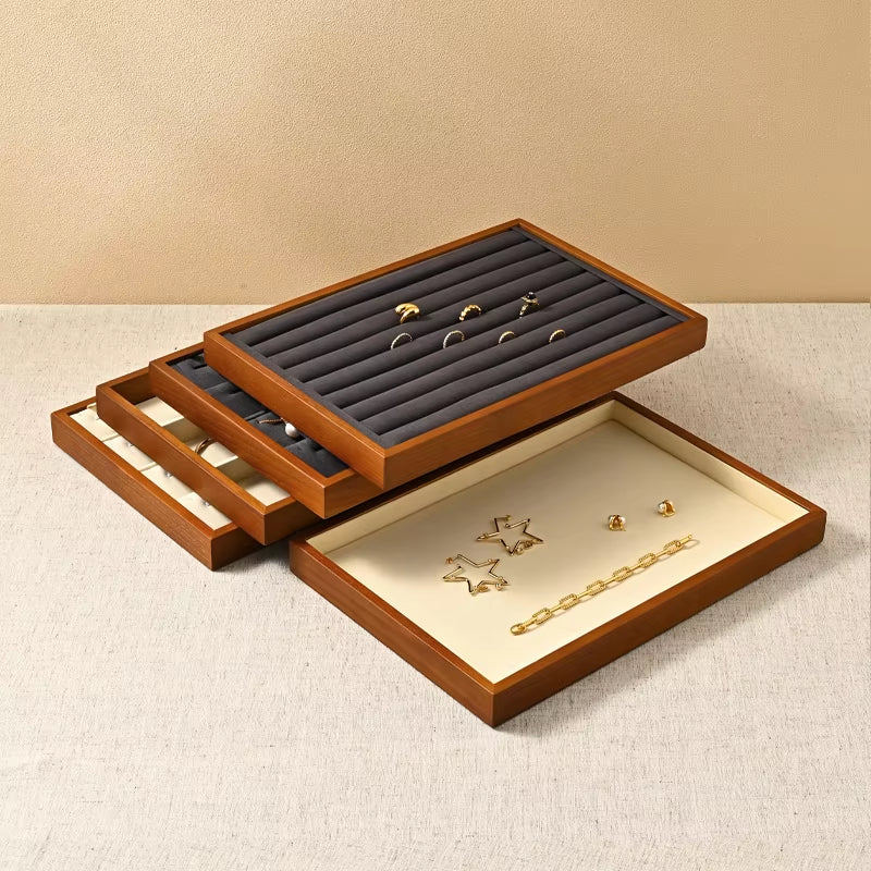 Stackable Solid Wood Jewelry Storage Display Tray P049