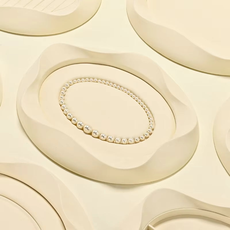 Oirlv Microfiber Jewelry Tray Pearl Necklace Ring Earring Bracelet Display:P220