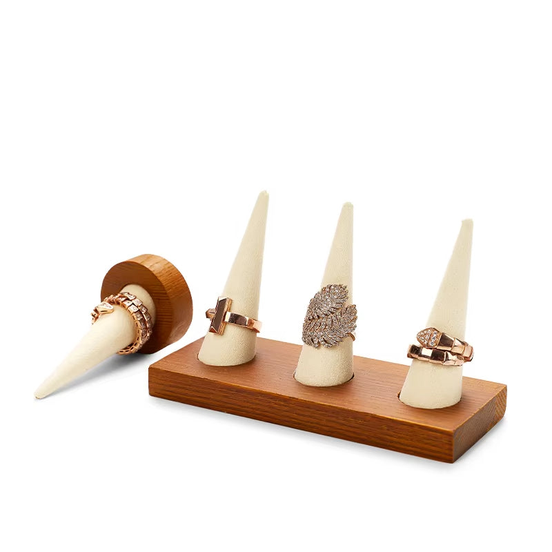 Oirlv Wooden Ring Holder Cone-shaped Ring Display Stand :SM228