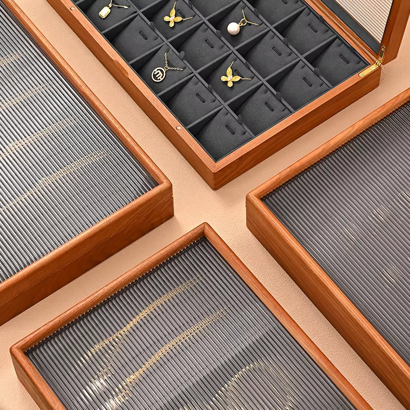 Oirlv Wooden Jewelry Box Organizer Ring Necklace Earring Bracelet Box: X071