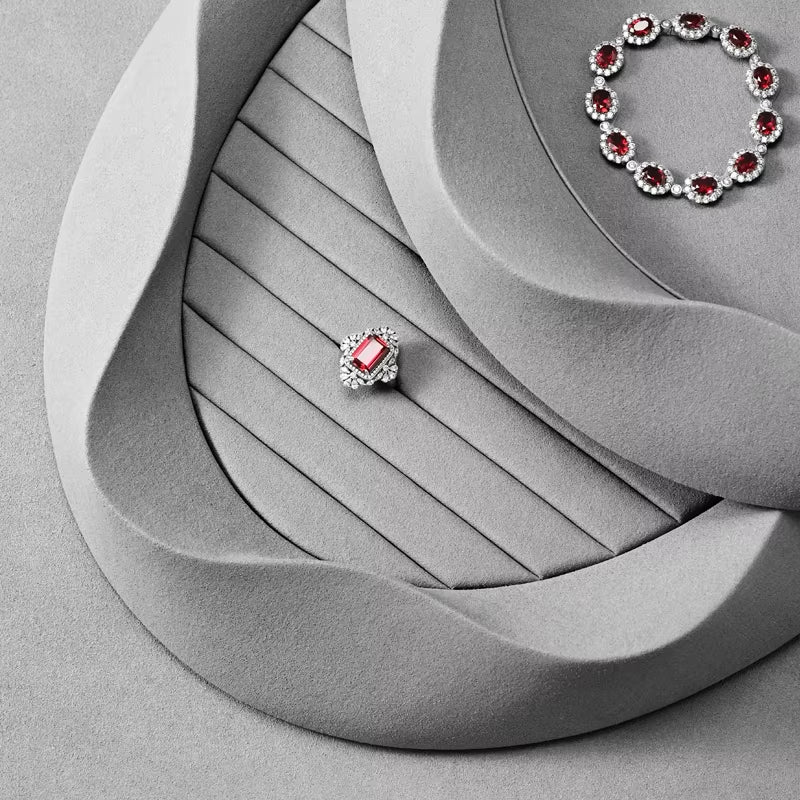 Oirlv Pearl Jewelry Tray Jewelry Viewing Tray Gray Microfiber Rings Necklaces Earrings Bracelets Display