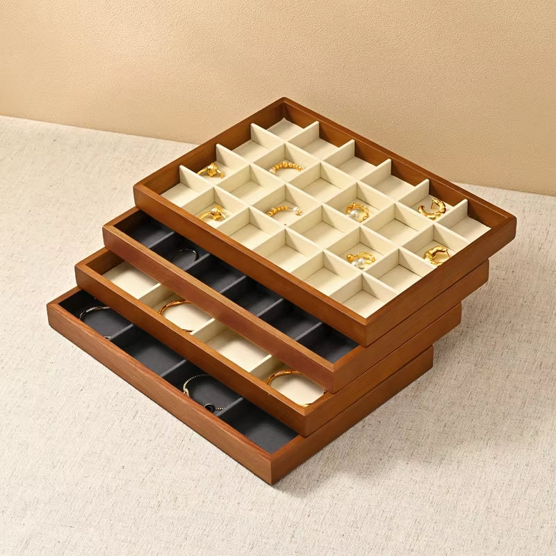 Stackable Solid Wood Jewelry Storage Display Tray P049