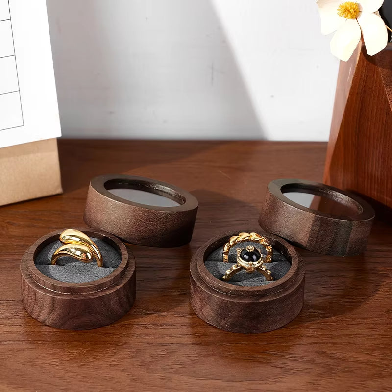 Oirlv Vintage Wood Ring Jewelry Box Single/Double Ring Styles Jewelry Organizer Box :SM229