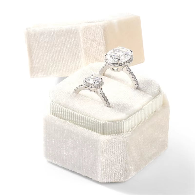 Oirlv Wedding Flanner Ring Box Engagement Triple Slot Square Ring Box