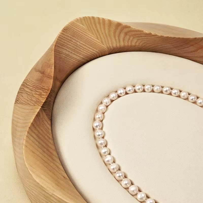 Oirlv Wooden Jewelry Tray Petal Shape Jewelry Viewing Tray