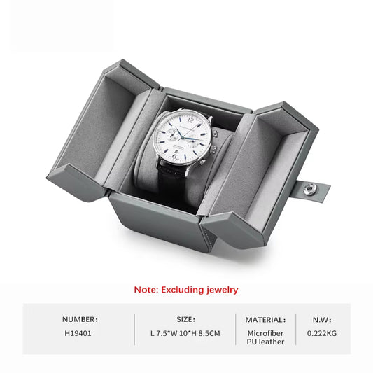 Oirlv PU Leather Watch Box Single Watch Organizer Watch Display Box:H194