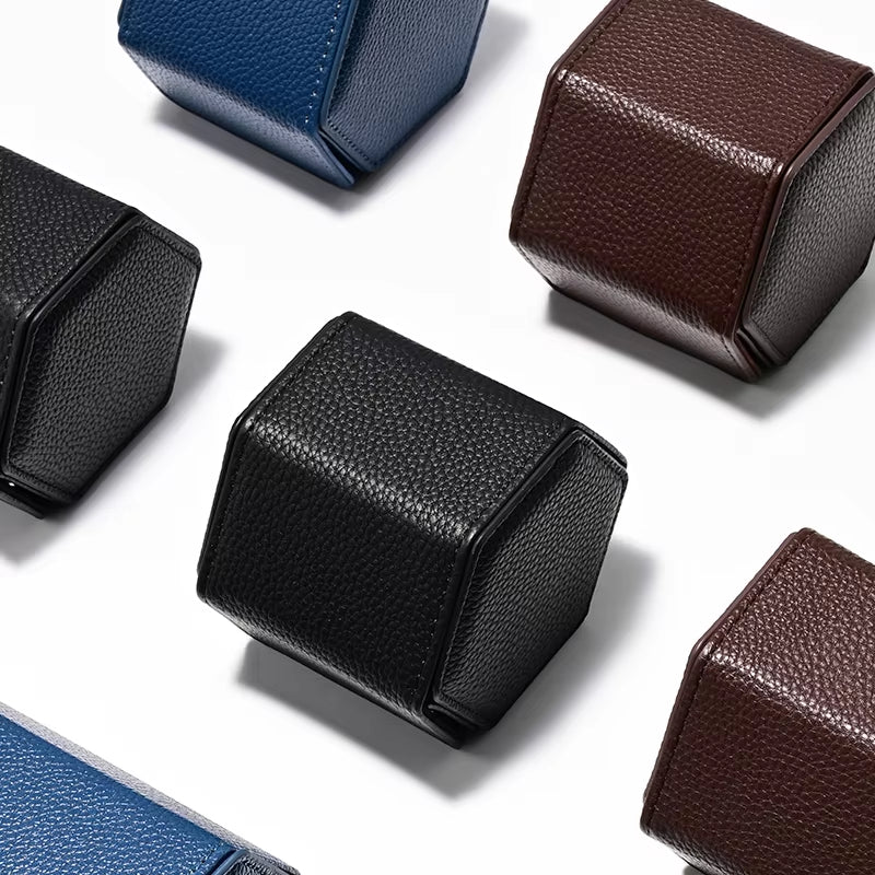Oirlv Portable Watch Box Leather Watch Organizer Hexagon Watch Storage Box：B018