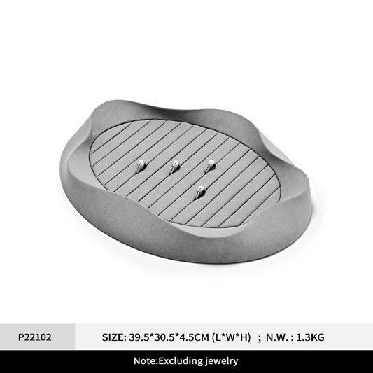 Oirlv Pearl Jewelry Tray Jewelry Viewing Tray Gray Microfiber Rings Necklaces Earrings Bracelets Display