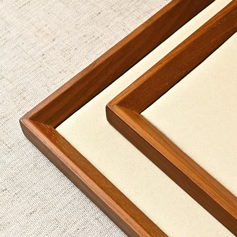 Solid Wood Flat Microfiber Jewelry Display Tray