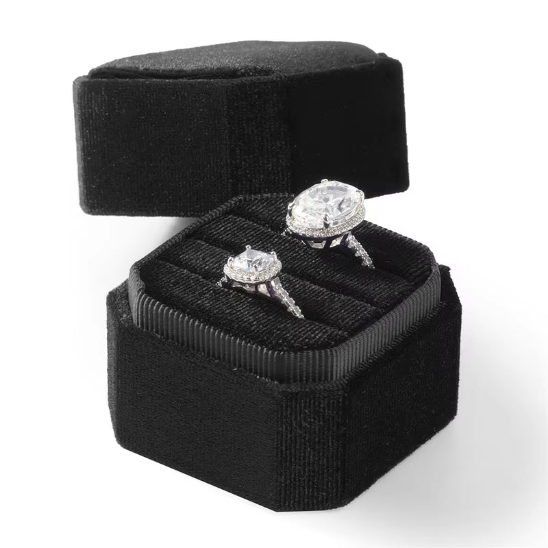 Oirlv Wedding Flanner Ring Box Engagement Triple Slot Square Ring Box