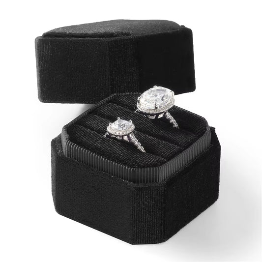Oirlv Wedding Flanner Ring Box Engagement Triple Slot Square Ring Box