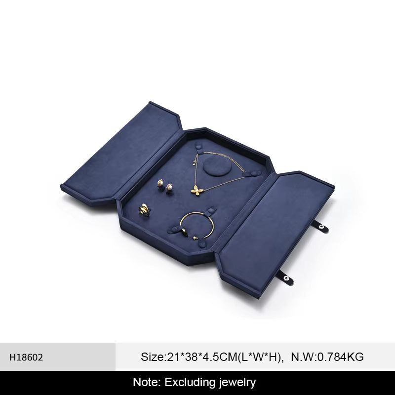Oirlv Octagonal Jewelry Box Velvet Ring Necklace Earrings Bracelet Storage Box:H186