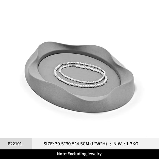 Oirlv Pearl Jewelry Tray Jewelry Viewing Tray Gray Microfiber Rings Necklaces Earrings Bracelets Display