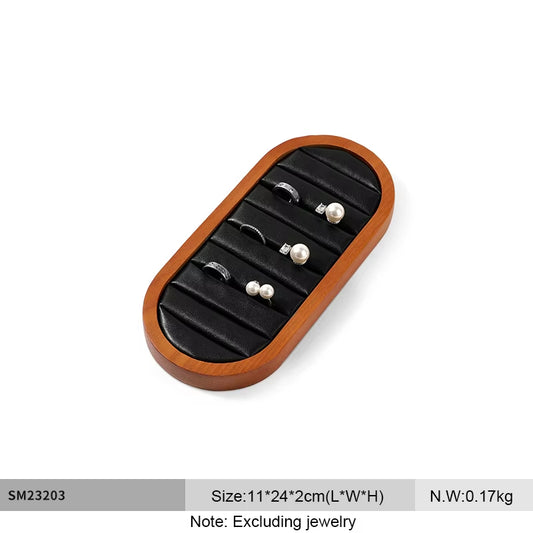 Oirlv Wooden Rings Organizer Shelf Microfiber Jewelry Display Stand:SM232