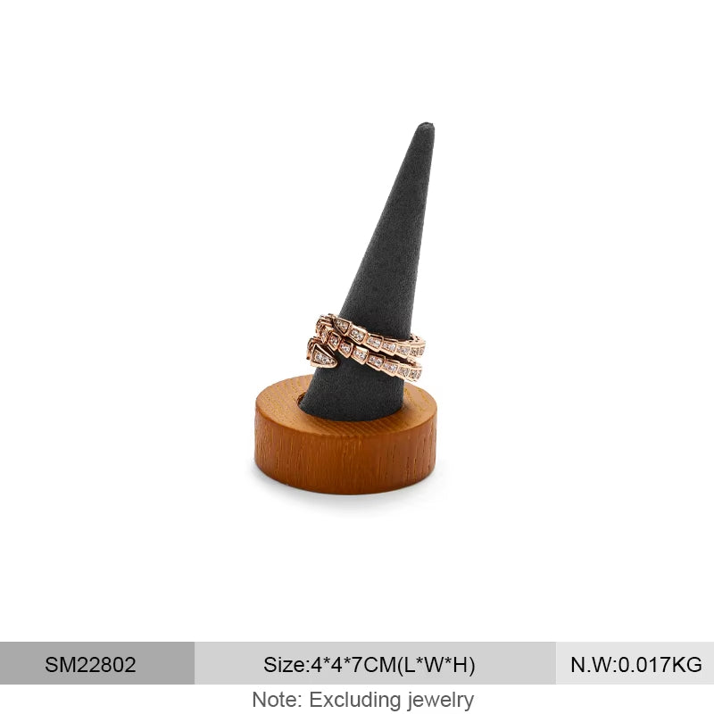 Oirlv Wooden Ring Holder Cone-shaped Ring Display Stand :SM228
