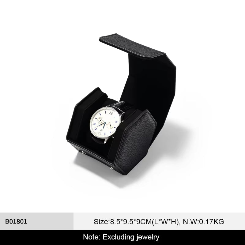 Oirlv Portable Watch Box Leather Watch Organizer Hexagon Watch Storage Box：B018
