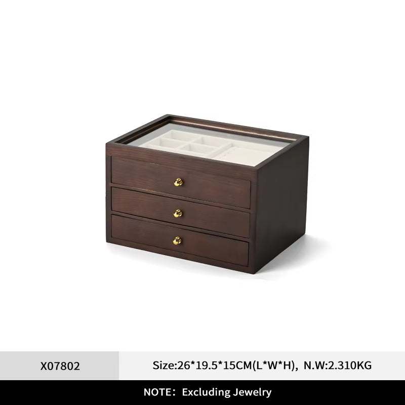 Oirlv Wooden Jewelry Storage Box Multi-layer Jewelry Organizer Box