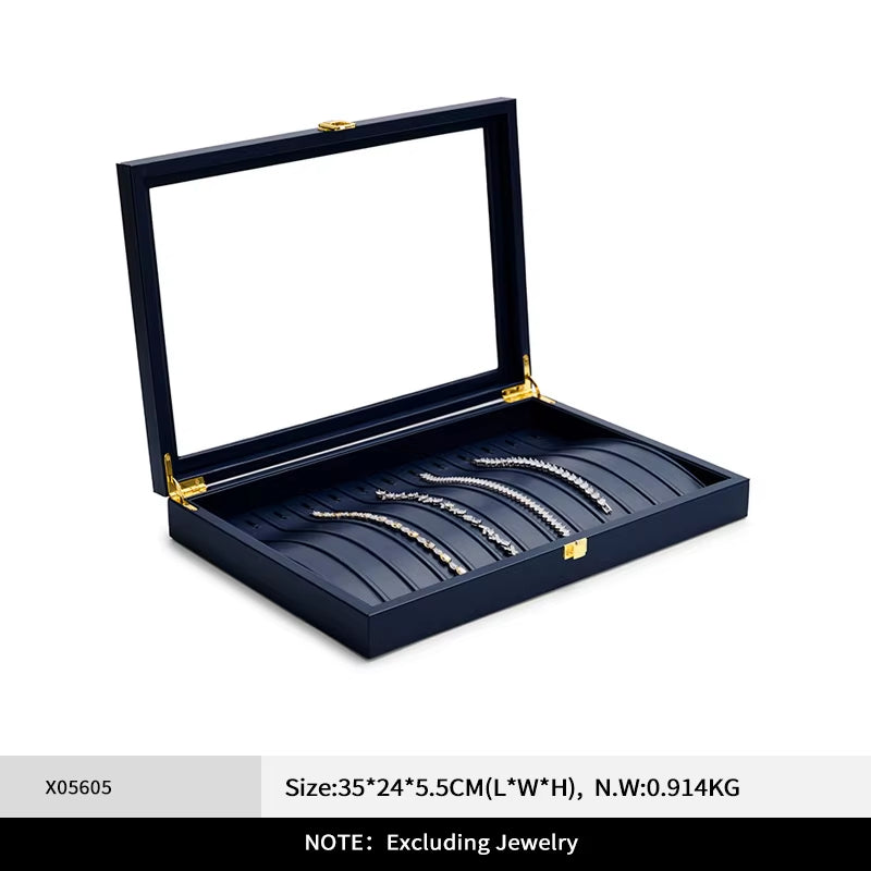 Blue Leather Jewelry Display Case X056