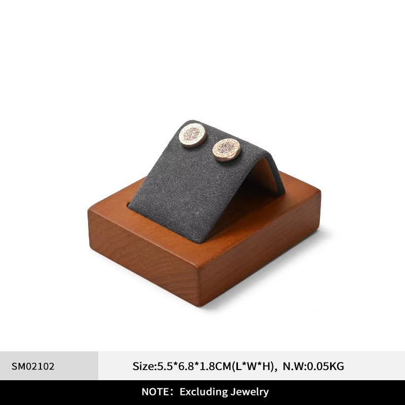 Orilv Wooden Jewelry Display Prop Gray Jewelry Organizer Ring Earring Pendant Storage Bracelet Watch Stand Counter Display Prop