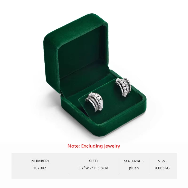 Dark Green Round Corner Velvet Bracelet Chain Gift Box H070