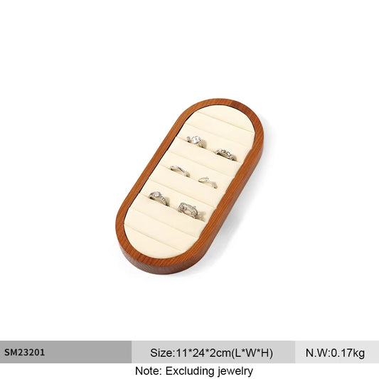 Oirlv Wooden Rings Organizer Shelf Microfiber Jewelry Display Stand:SM232