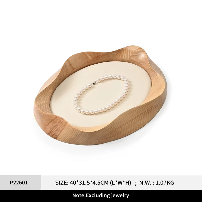 Oirlv Wooden Jewelry Tray Petal Shape Jewelry Viewing Tray