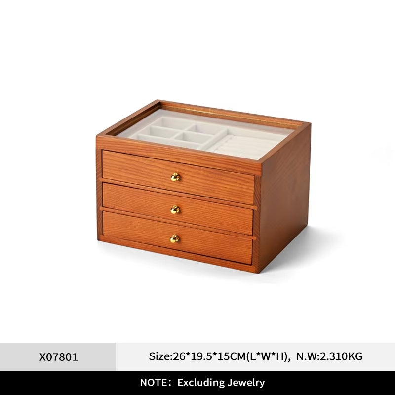Oirlv Wooden Jewelry Storage Box Multi-layer Jewelry Organizer Box