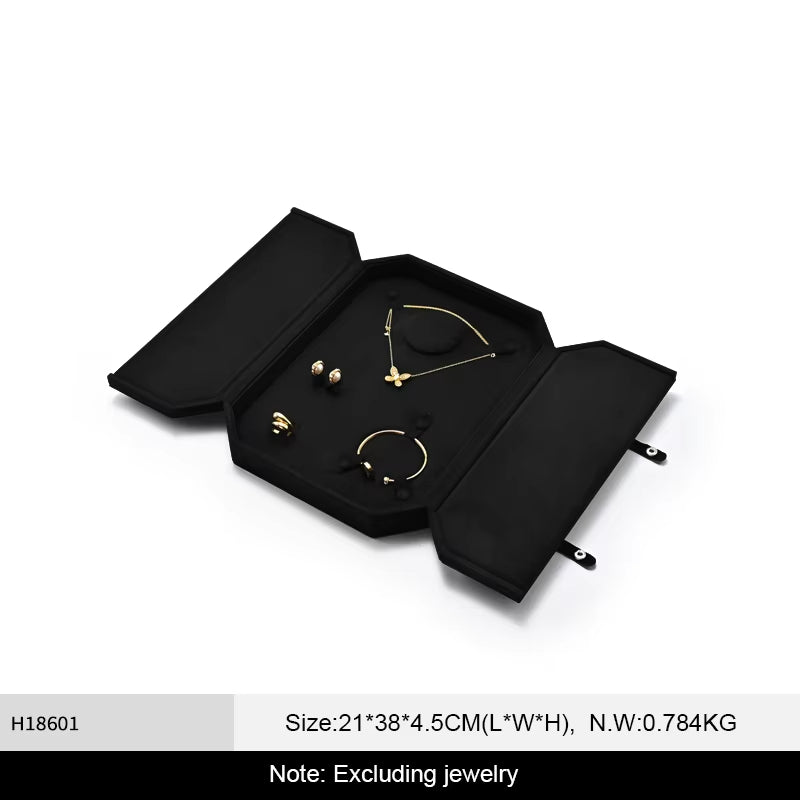 Oirlv Octagonal Jewelry Box Velvet Ring Necklace Earrings Bracelet Storage Box:H186