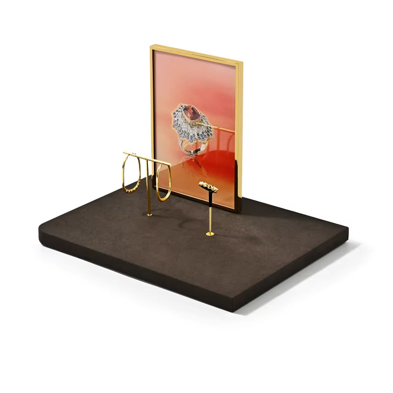 Oirlv Brown Jewelry Display Prop Shop Ring Earring Stand：TT444
