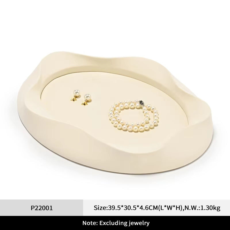 Oirlv Microfiber Jewelry Tray Pearl Necklace Ring Earring Bracelet Display:P220