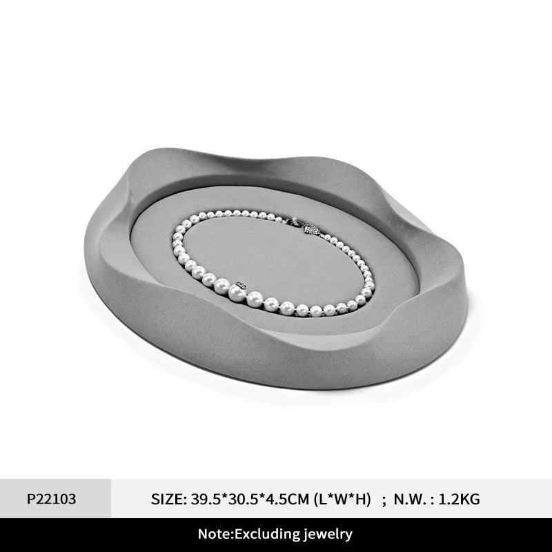 Oirlv Pearl Jewelry Tray Jewelry Viewing Tray Gray Microfiber Rings Necklaces Earrings Bracelets Display