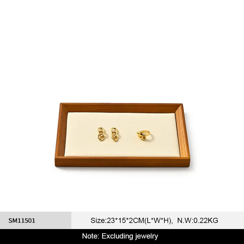 Solid Wood Flat Microfiber Jewelry Display Tray