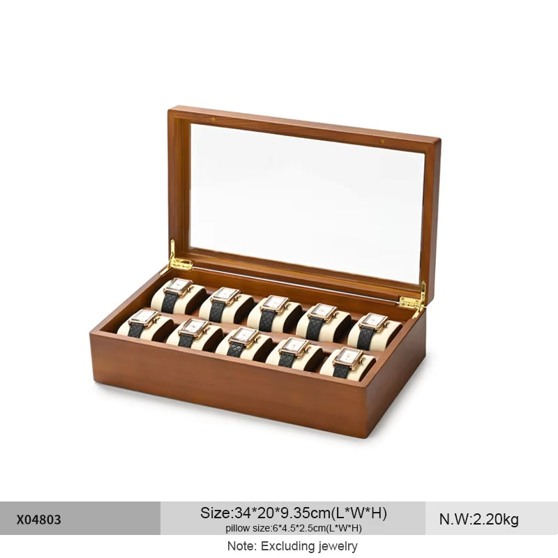 Wooden Jewelry Box Watch Organizer Case Wristwatch Display Box X048