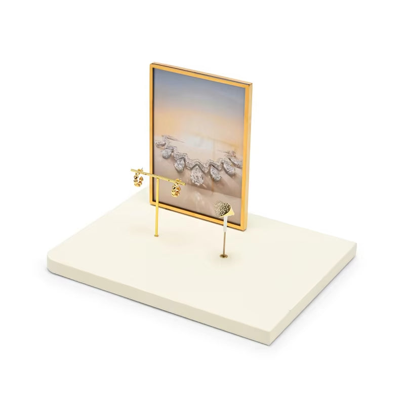 Oirlv Beige Jewelry Display Prop Ring Earring Stand Bracelet Display Tray:TT441