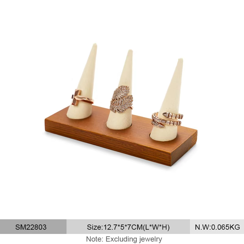 Oirlv Wooden Ring Holder Cone-shaped Ring Display Stand :SM228