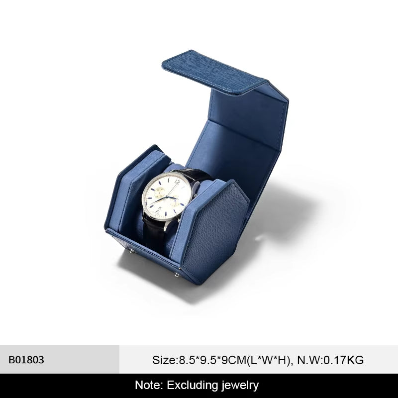 Oirlv Portable Watch Box Leather Watch Organizer Hexagon Watch Storage Box：B018