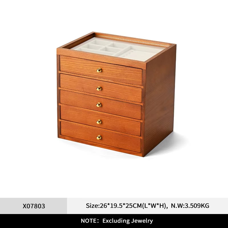 Oirlv Wooden Jewelry Storage Box Multi-layer Jewelry Organizer Box