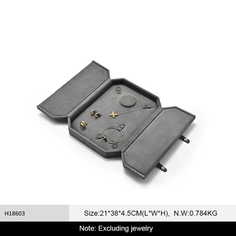 Oirlv Octagonal Jewelry Box Velvet Ring Necklace Earrings Bracelet Storage Box:H186