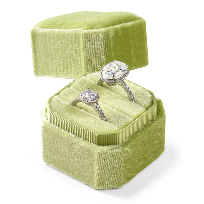 Oirlv Wedding Flanner Ring Box Engagement Triple Slot Square Ring Box