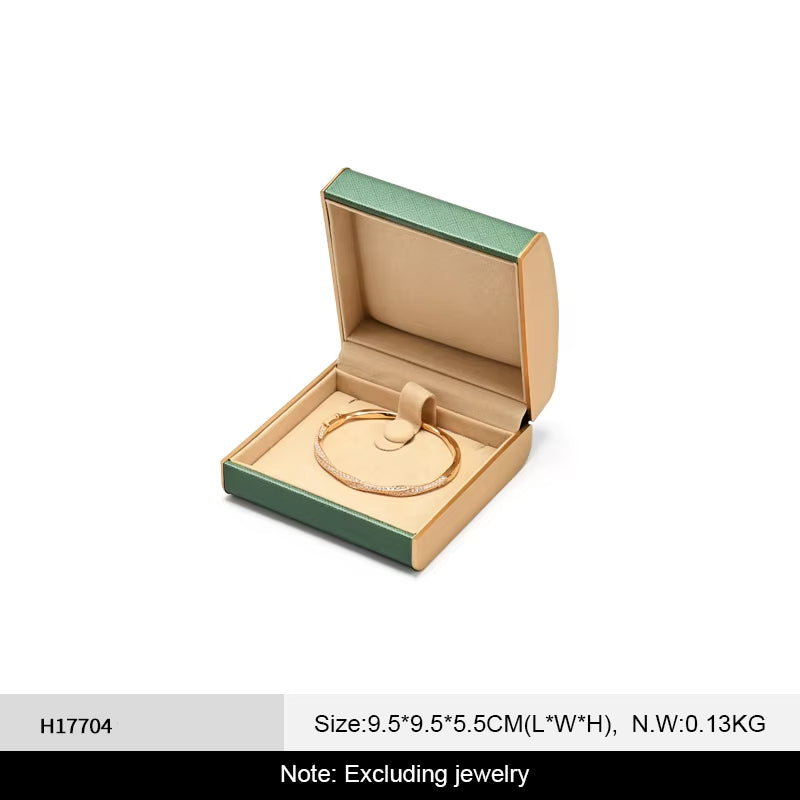 Green acrylic and leather Jewelry box:H177