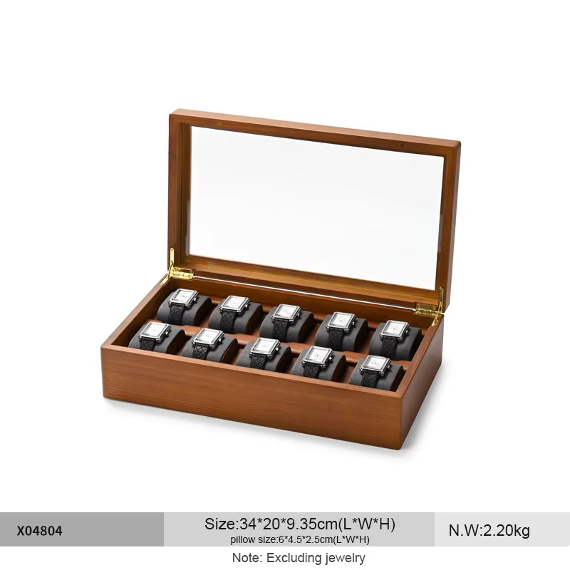 Wooden Jewelry Box Watch Organizer Case Wristwatch Display Box X048