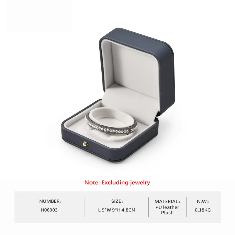 Steel Blue PU Leather Bracelet Chain Box H069