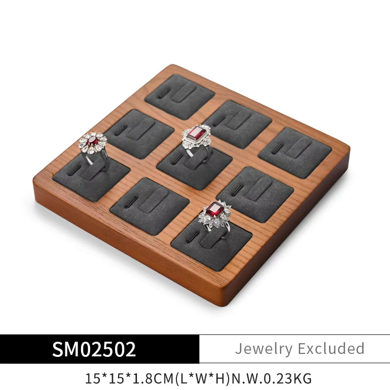 Orilv Wooden Jewelry Display Prop Gray Jewelry Organizer Ring Earring Pendant Storage Bracelet Watch Stand Counter Display Prop