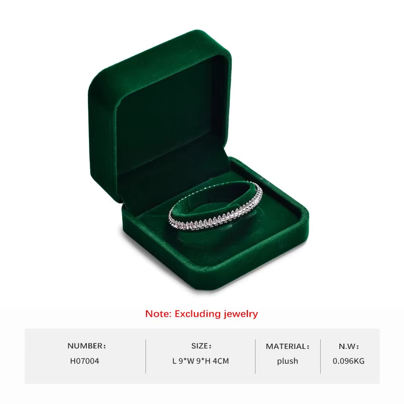 Dark Green Round Corner Velvet Bracelet Chain Gift Box H070