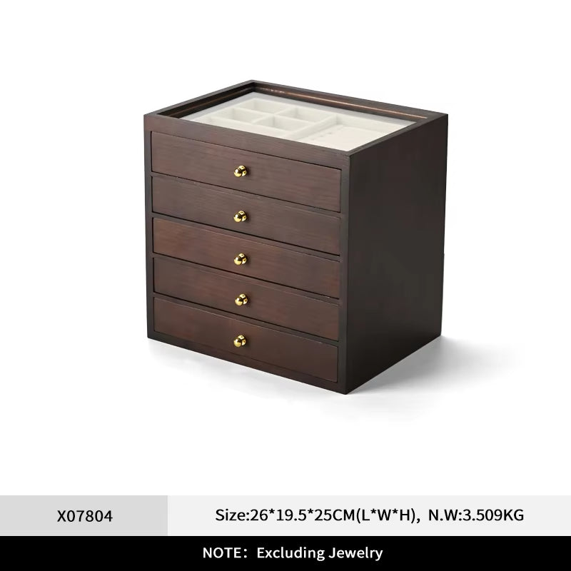 Oirlv Wooden Jewelry Storage Box Multi-layer Jewelry Organizer Box