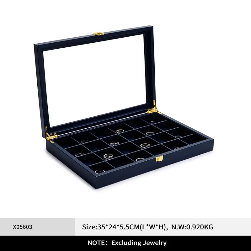 Blue Leather Jewelry Display Case X056