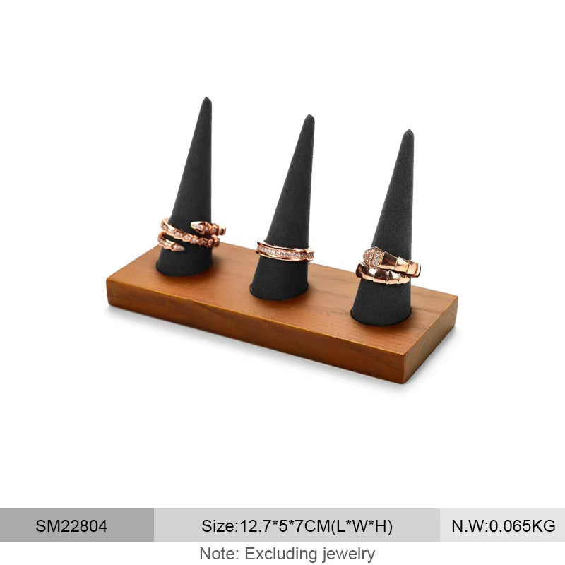 Oirlv Wooden Ring Holder Cone-shaped Ring Display Stand :SM228